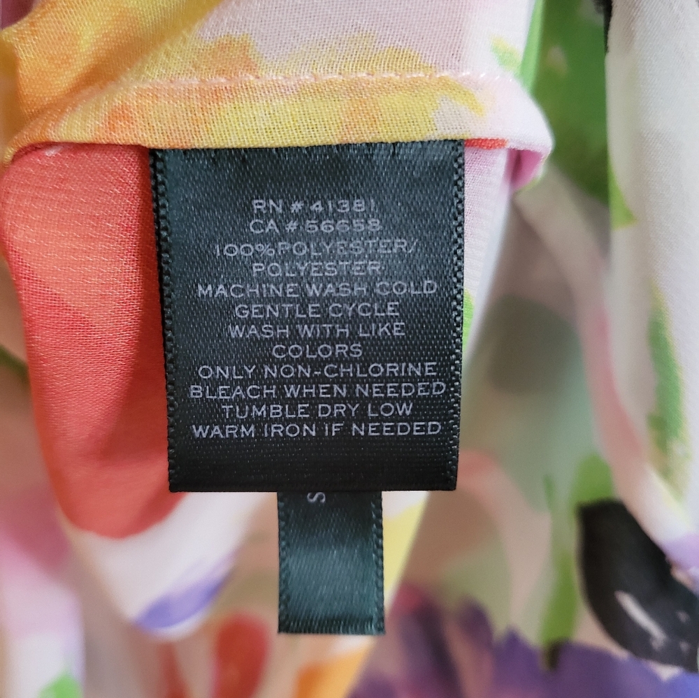 Lauren Ralph Lauren Colorful Floral Blouse NWT Sz S - Picture 8 of 9